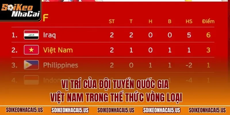 Vị trí của Đội tuyển quốc gia Việt Nam trong thể thức vòng loại
